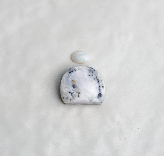 Custom Mini Tidal Ring or Necklace ◇ White Buffalo + Australian Opal