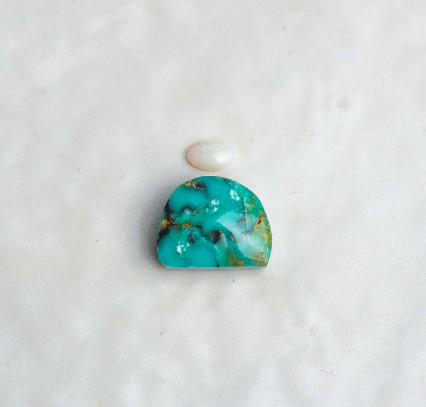 Custom Mini Tidal Ring or Necklace ◇ Nevada Turquoise + Australian Opal