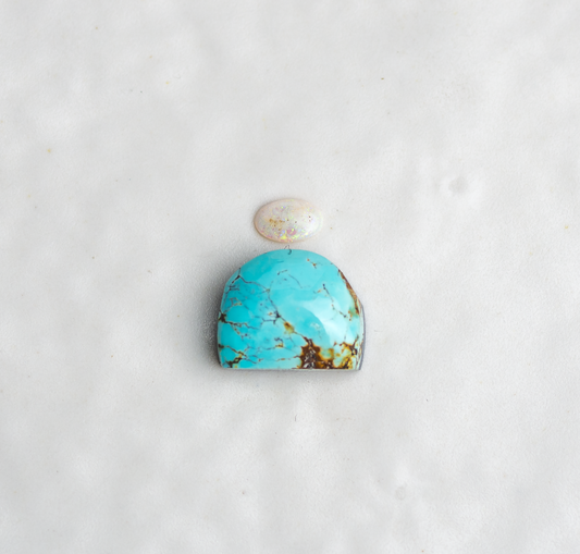 Custom Mini Tidal Ring or Necklace ◇ Nevada Turquoise + Australian Opal