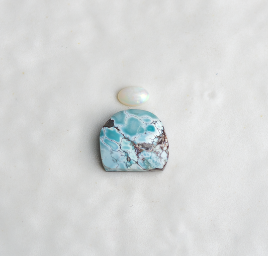 Custom Mini Tidal Ring or Necklace ◇ Hubei Turquoise + Australian Opal