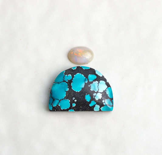 Custom Tidal Ring or Necklace ◇ Hubei Turquoise + Australian Opal