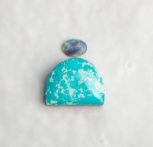 Custom Tidal Ring or Necklace ◇ Royston Turquoise + Australian Opal