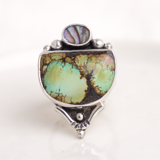 Valley Ring ◇ Abalone + Turquoise ◇ Size 7