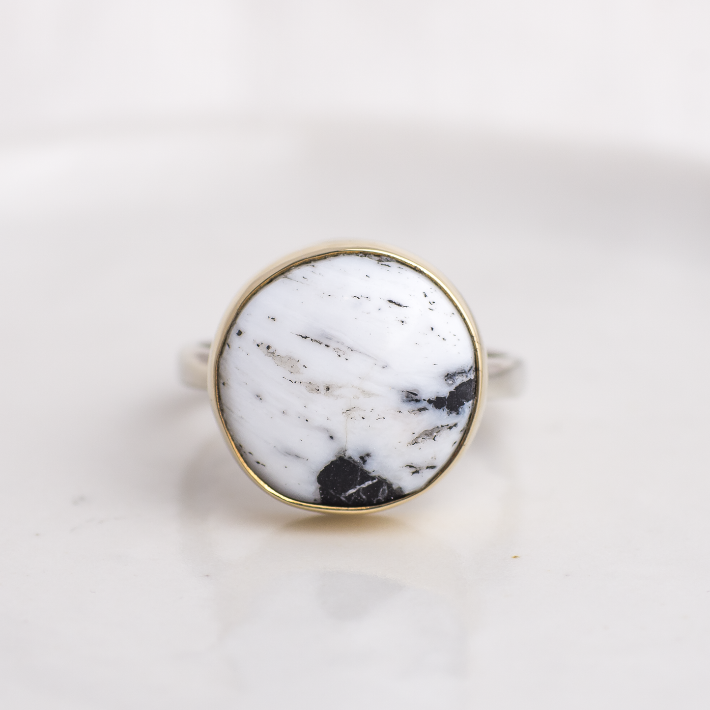 Mixed Metal Mini Luminous Ring ◇ White Buffalo ◇ Size 9