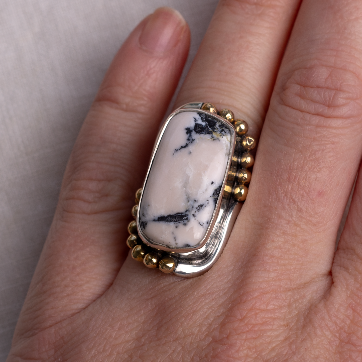 Mixed Metal Origin Embrace Ring ◇ White Buffalo ◇ Size 7.5