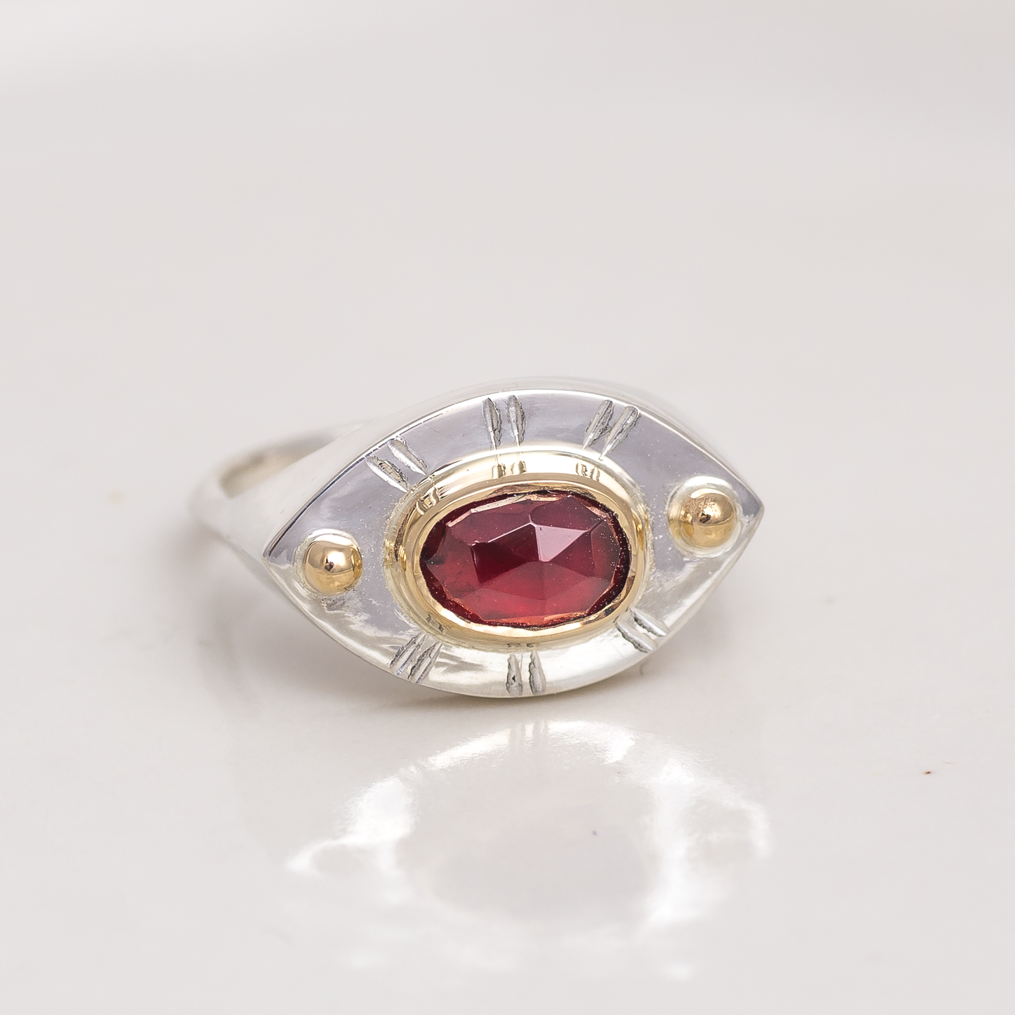 Vision Ring ◇ Rose Cut Garnet ◇ Made in your size. (Silver or Mixed Metals)