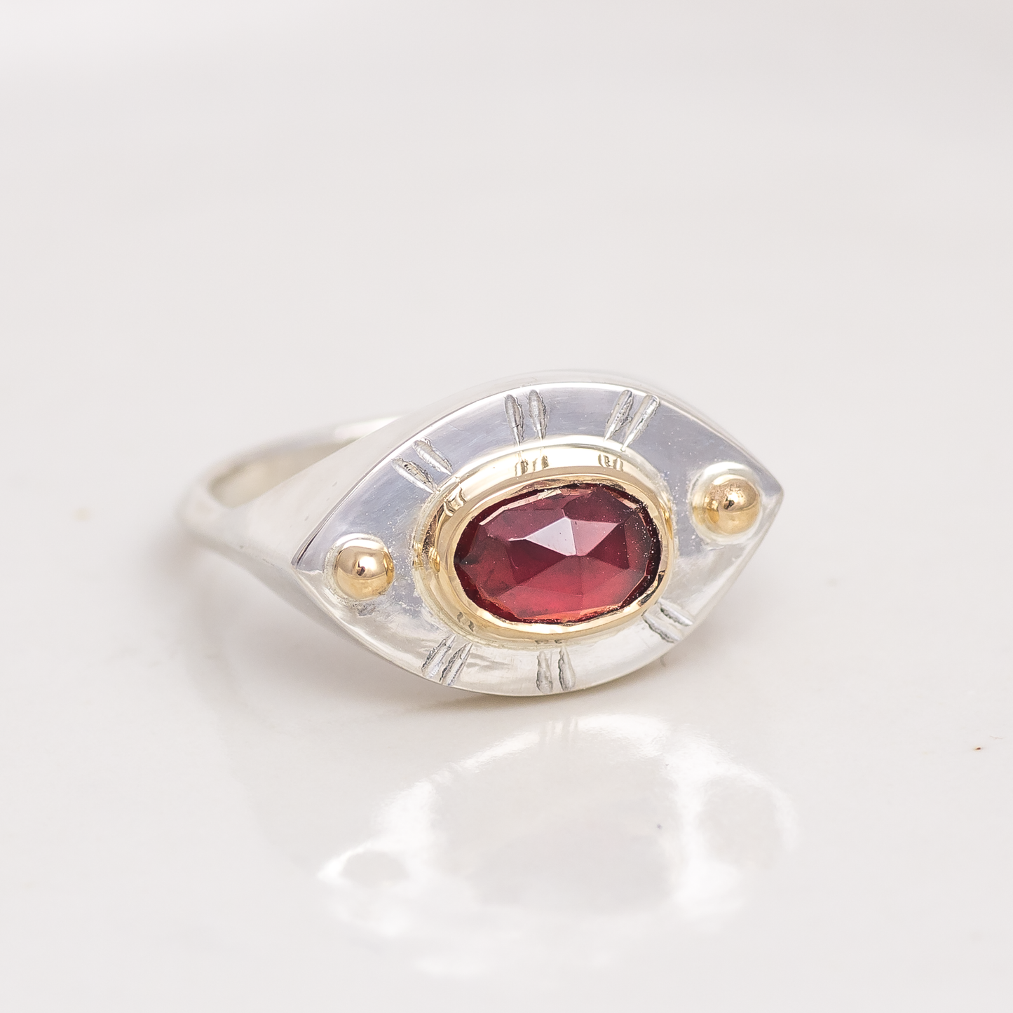 Vision Ring ◇ Rose Cut Garnet ◇ Made in your size. (Silver or Mixed Metals)