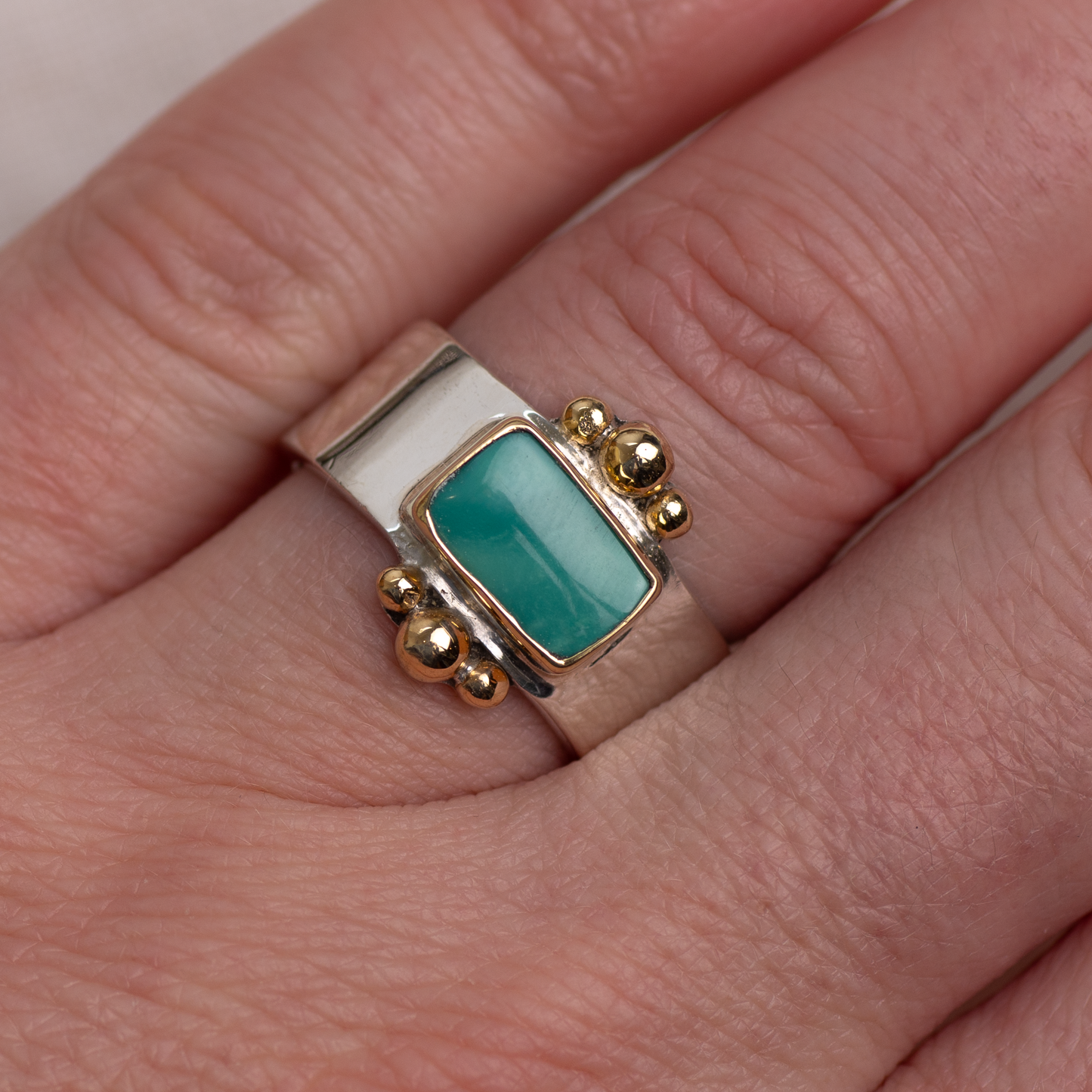 Mixed Metal Affinity Ring ◇ Hubei Turquoise ◇ Size 8