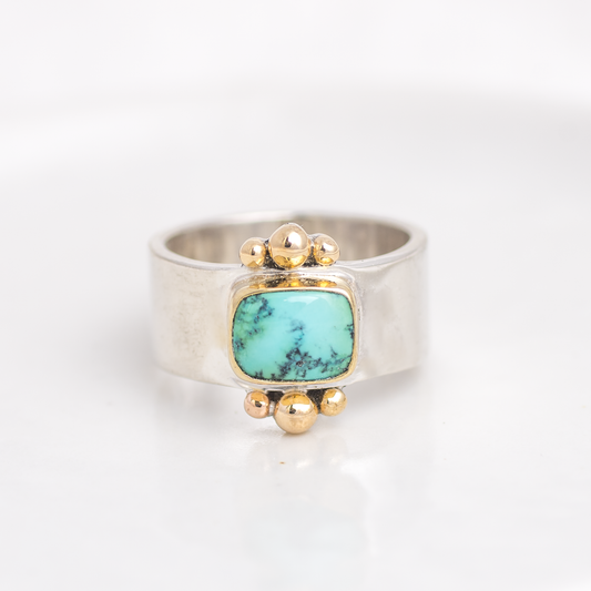 Mixed Metal Affinity Ring ◇ Hubei Turquoise ◇ Size 8.5