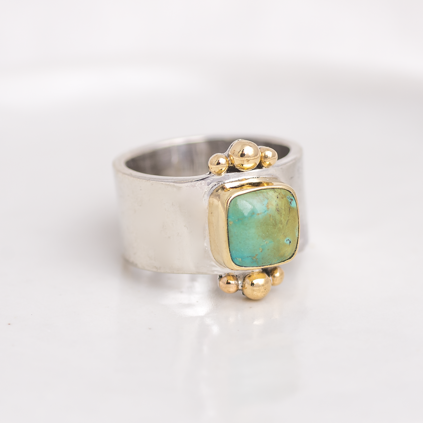 Mixed Metal Affinity Ring ◇ Hubei Turquoise ◇ Size 6.75