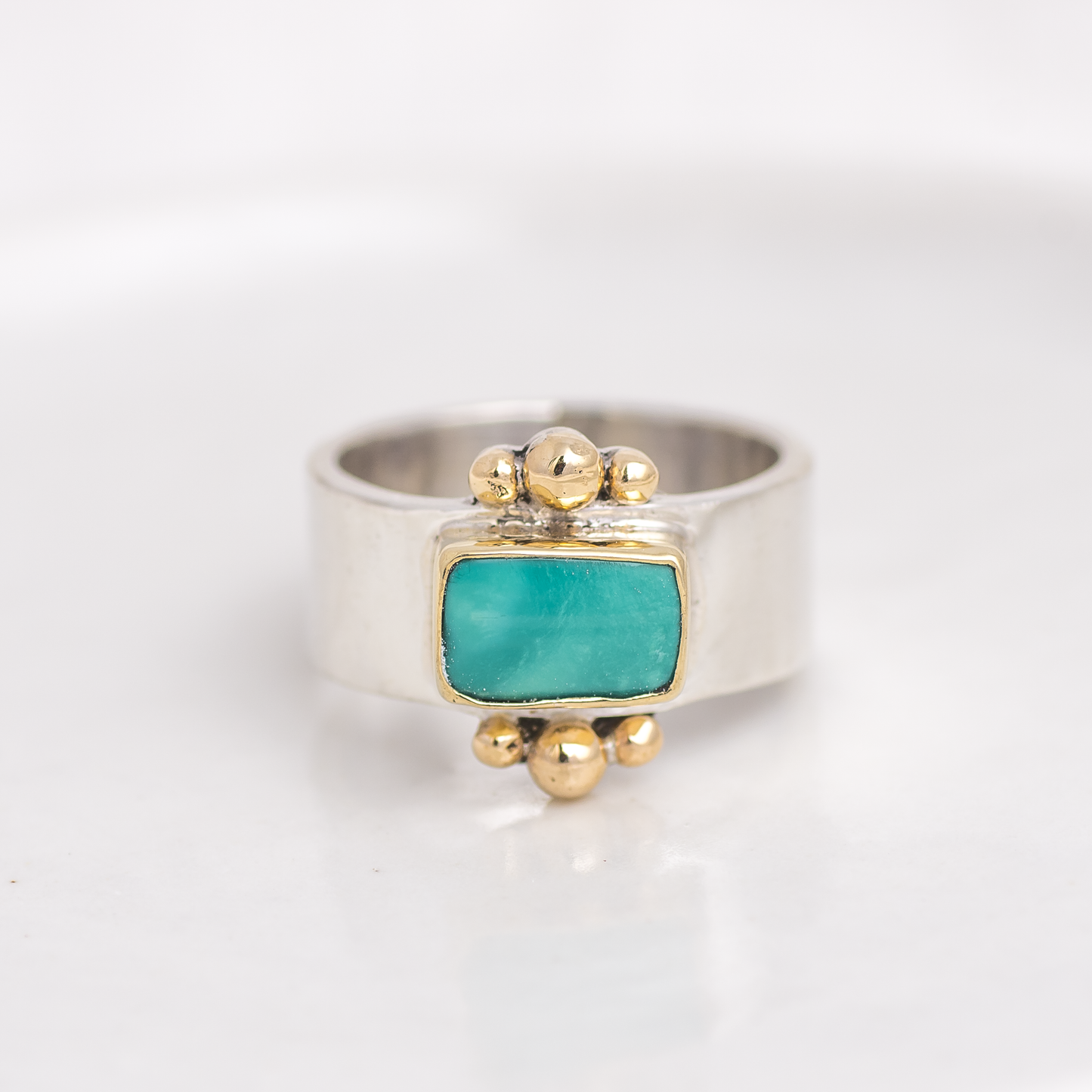 Mixed Metal Affinity Ring ◇ Hubei Turquoise ◇ Size 8