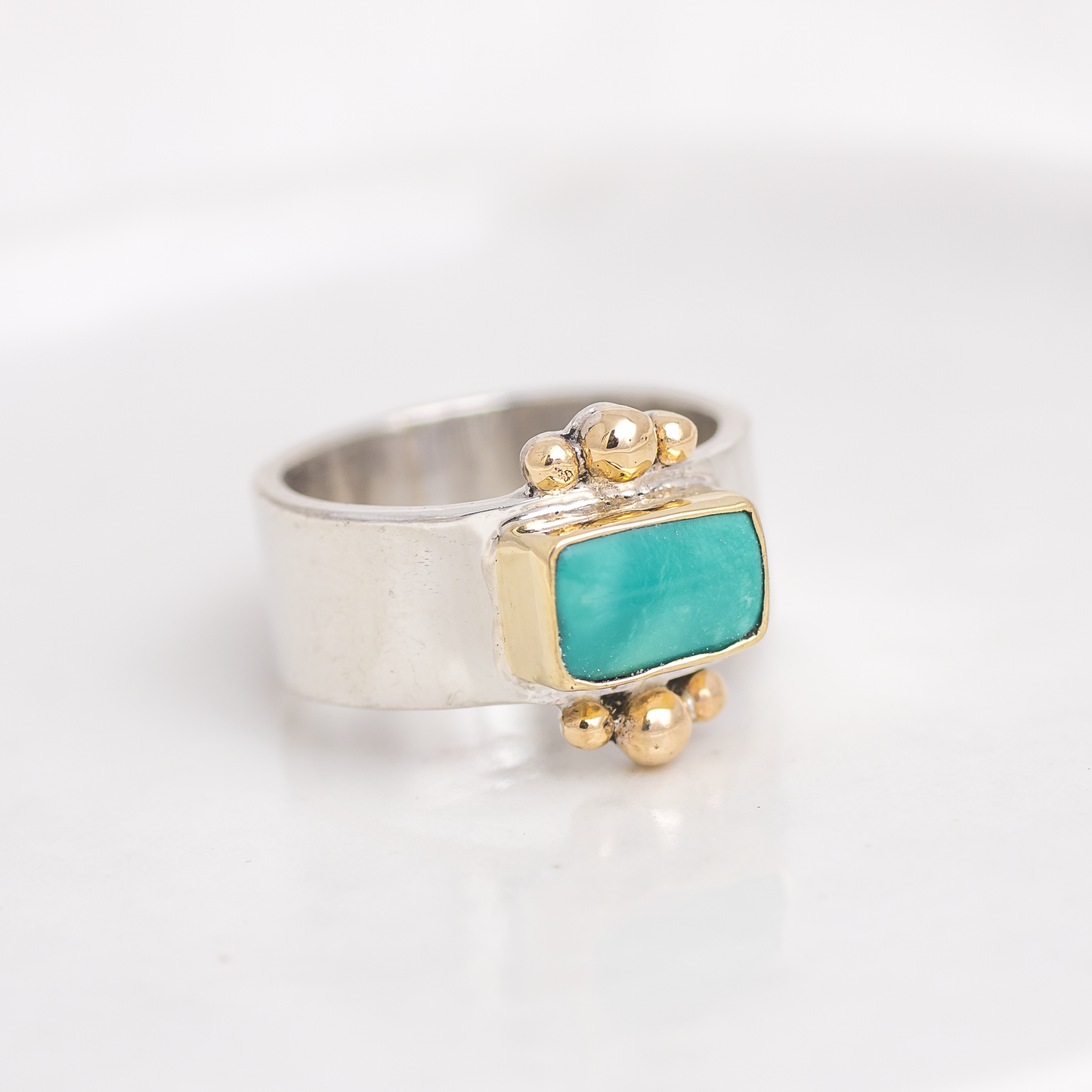 Mixed Metal Affinity Ring ◇ Hubei Turquoise ◇ Size 8