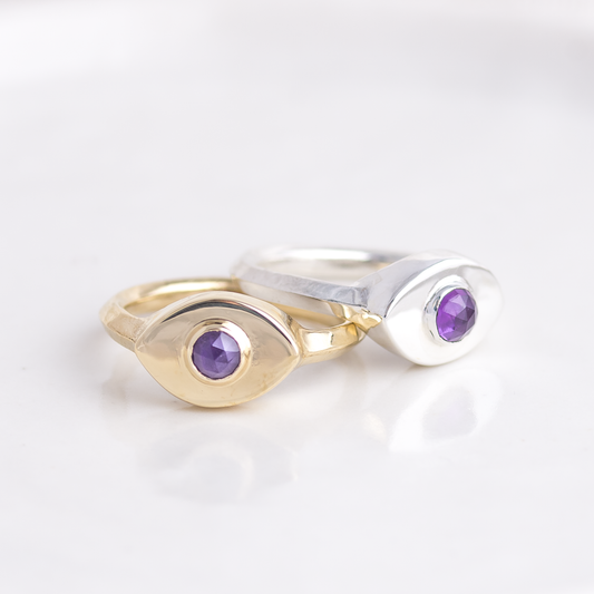 Mini Vision Ring ◇ Rose Cut Amethyst ◇ Made in your size.