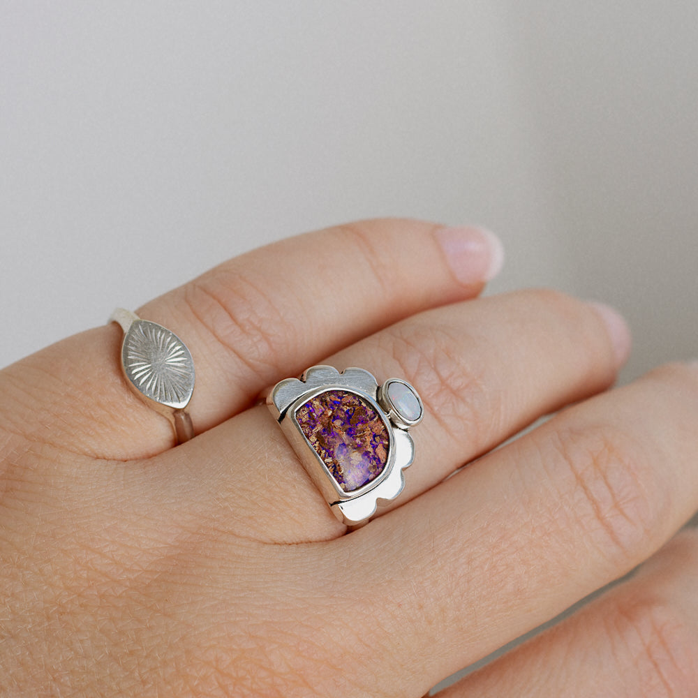 Mini Tidal Ring ◇ Australian Opal ◇ Size 7