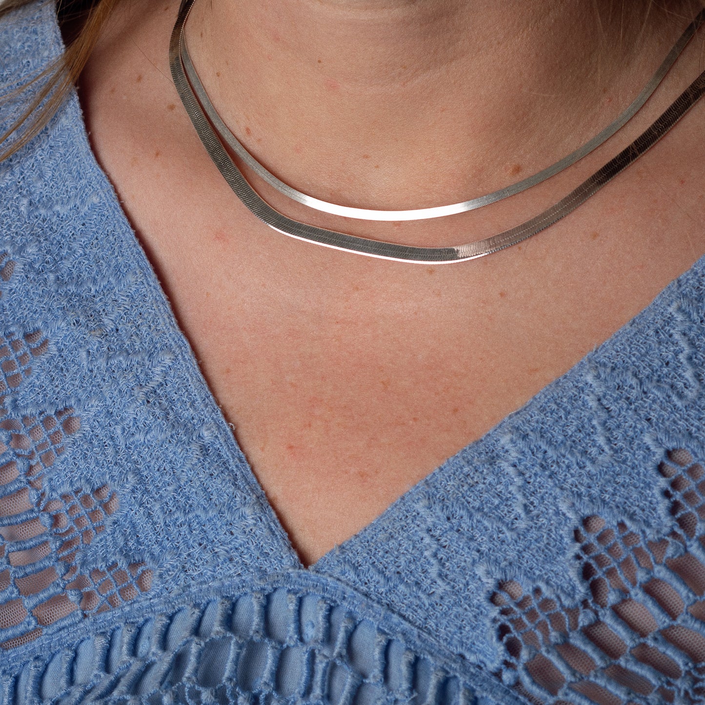 Sterling Silver Herringbone Layering Chain Necklaces