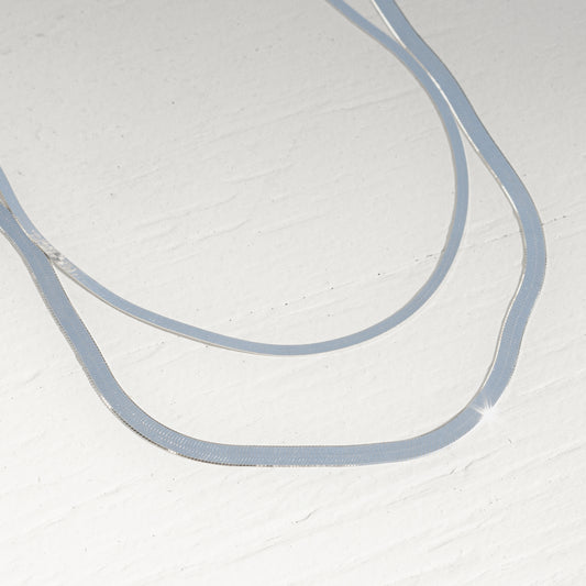 Sterling Silver Herringbone Layering Chain Necklaces