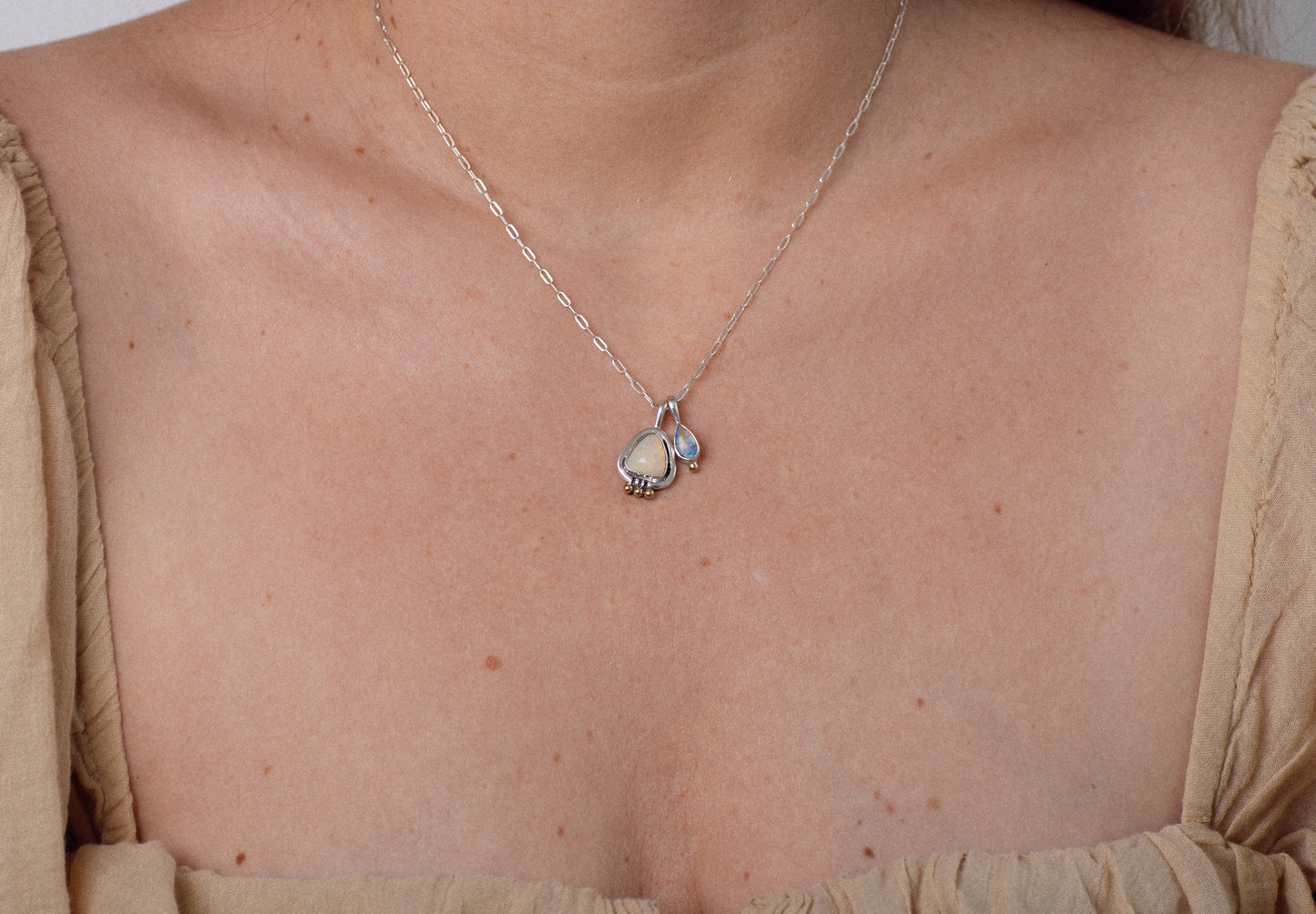 Opal Charm Necklace (B) ◇ Australian Opal ◇ Silver + Brass