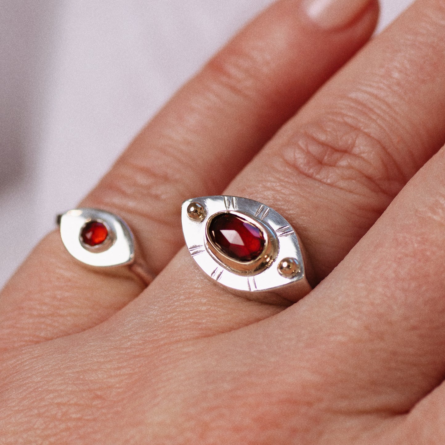 Vision Ring ◇ Rose Cut Garnet ◇ Made in your size. (Silver or Mixed Metals)