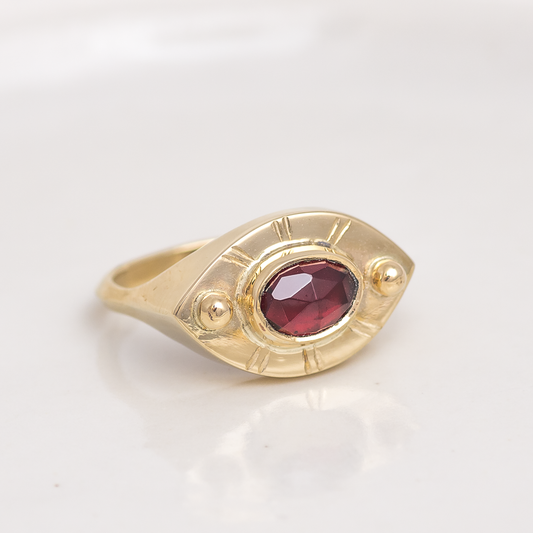 Vision Ring ◇ Rose Cut Garnet ◇ Made in your size. (Brass or 14k Gold)