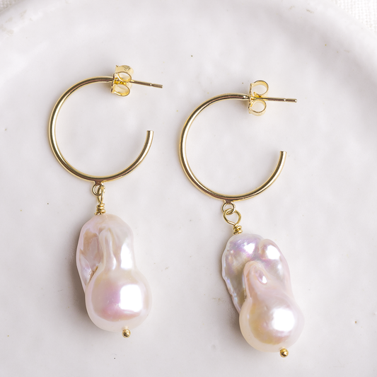 Baroque Freshwater Pearl Gold Filled Hoops