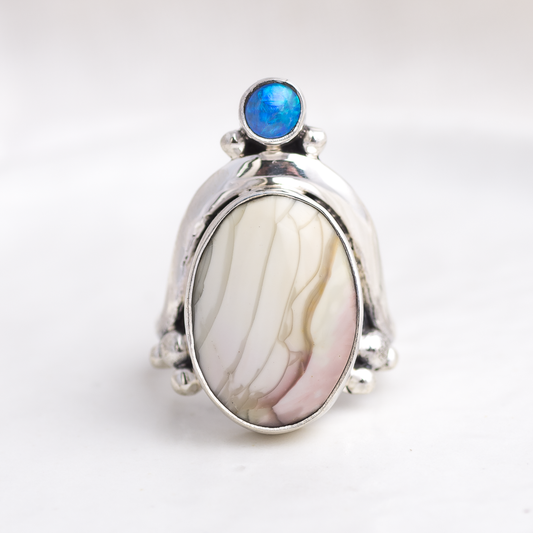 Crowned Embrace Ring ◇ Australian Opal + Willow Creek Jasper ◇ Size 6.5