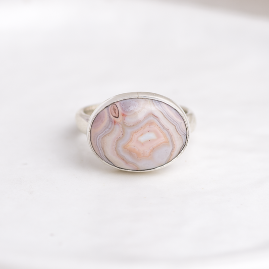 Mini Horizontal Luminous Ring ◇ Agua Nueva Agate ◇ Size 7