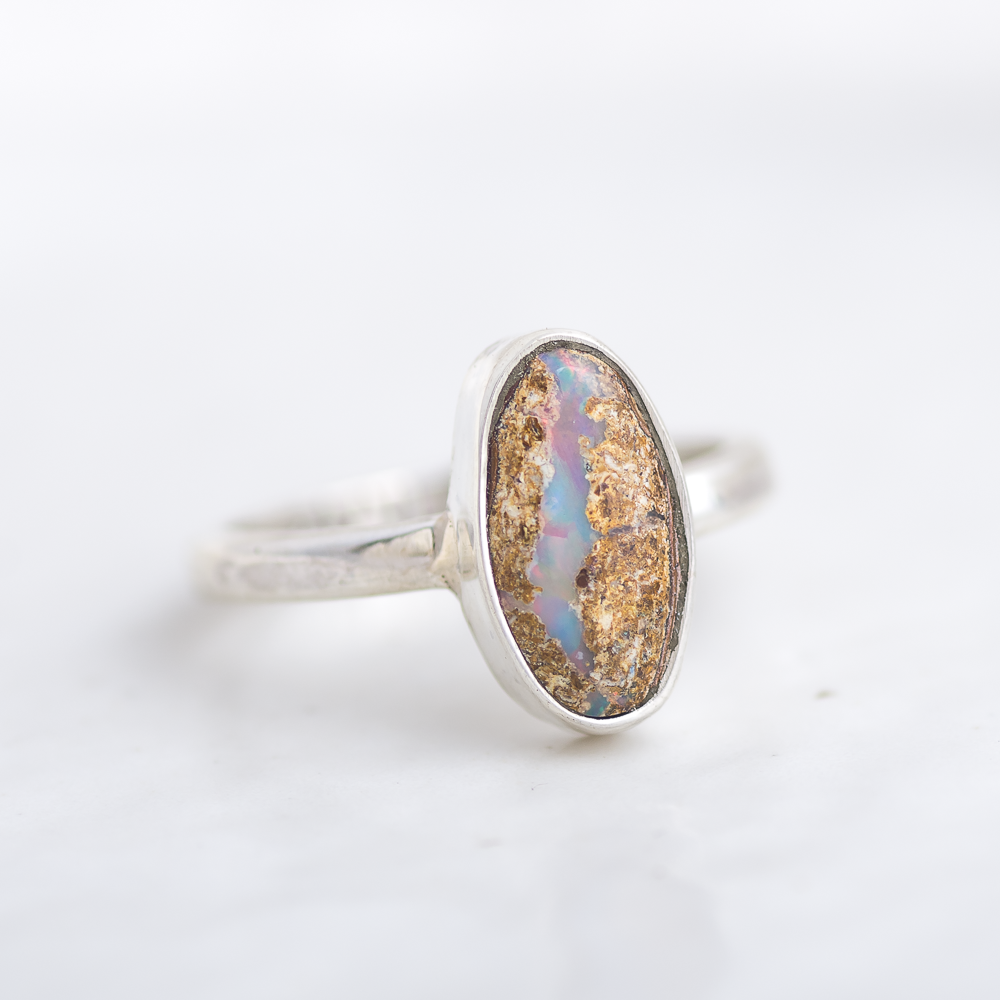 Stone Stacking Ring ◇ Australian Opal ◇ Size 7