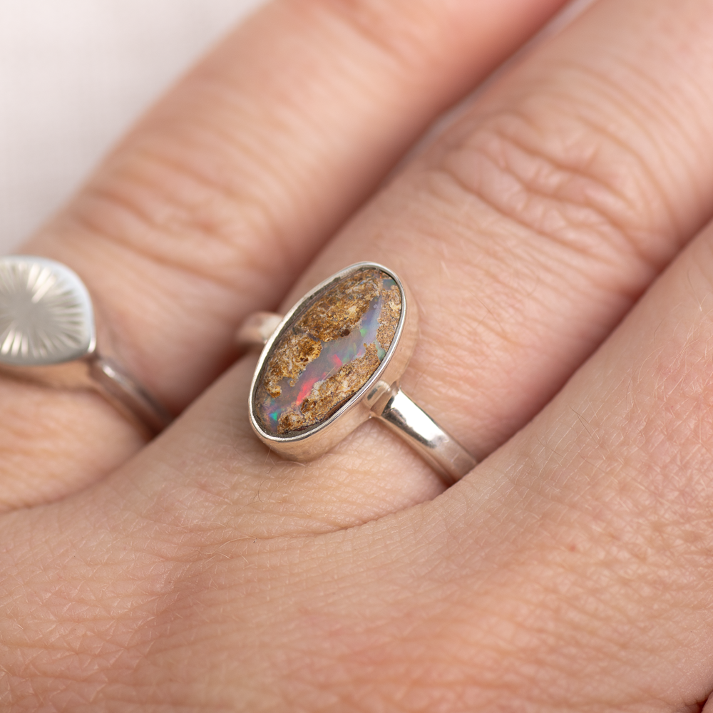 Stone Stacking Ring ◇ Australian Opal ◇ Size 7