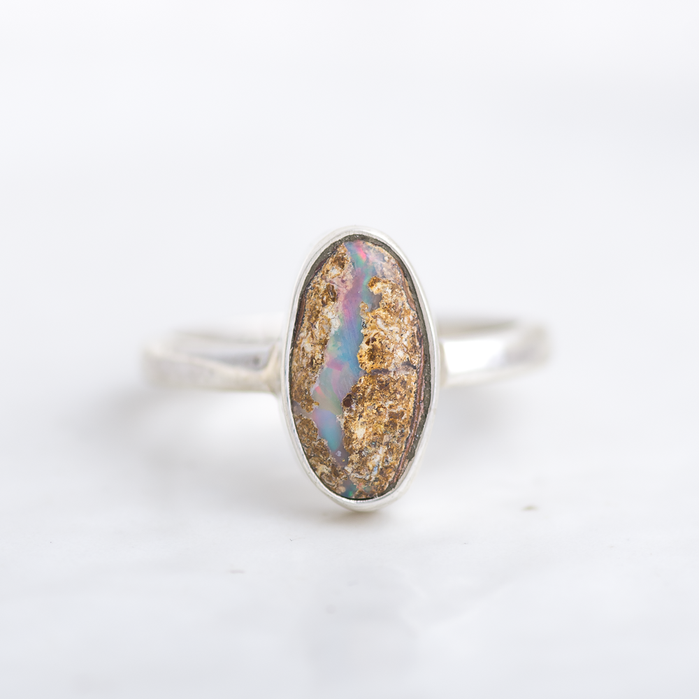 Stone Stacking Ring ◇ Australian Opal ◇ Size 7