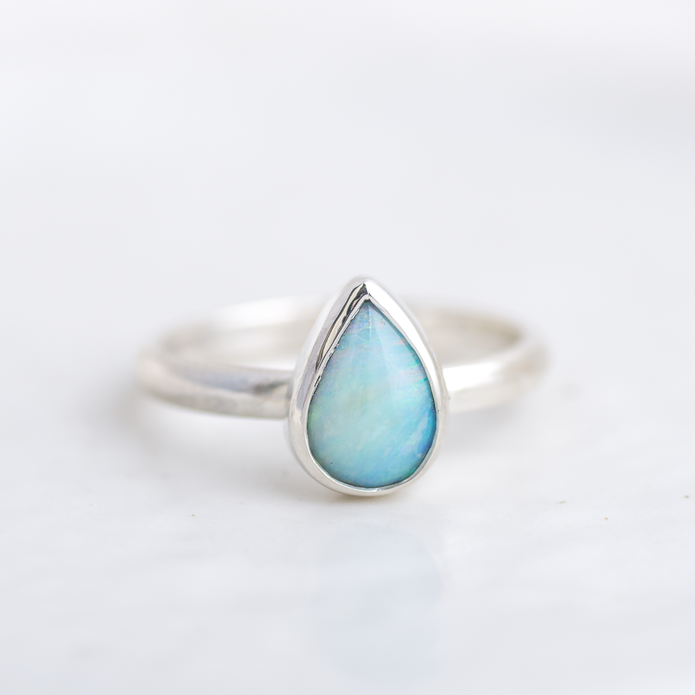 Deluxe Stone Stacking Ring ◇ Australian Opal ◇ Size 8