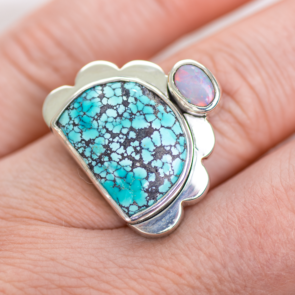 Tidal Ring ◇ Turquoise + Australian Opal ◇ 7