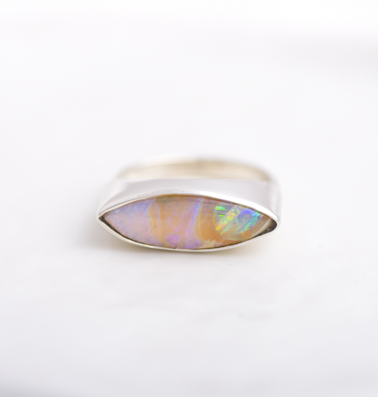 Opal East West Ring (Ready to ship) ◇ Australian Opal ◇ Size 6.25 ◇ Silver