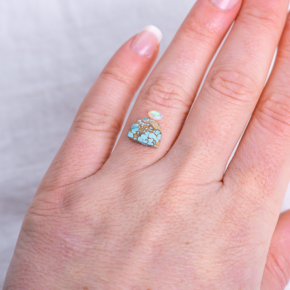 Custom Mini Tidal Ring for Jessica ◇ Hubei Turquoise + Australian Opal