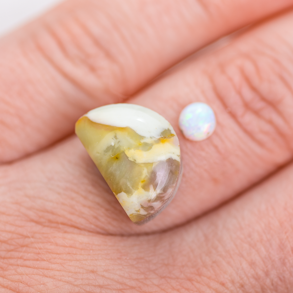 Custom Mini Tidal Ring (A) ◇ Willow Creek Jasper + Australian Opal ◇ Made in your size.