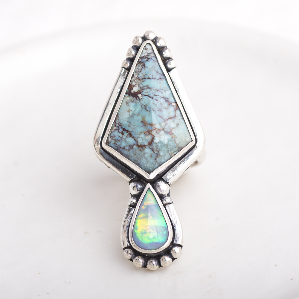 Custom Inner Vision Ring ◇ Hubei Turquoise + Australian Opal