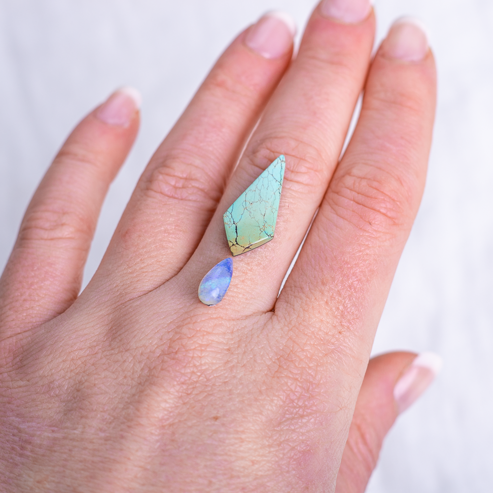 Custom Inner Vision Ring ◇ Hubei Turquoise + Australian Opal