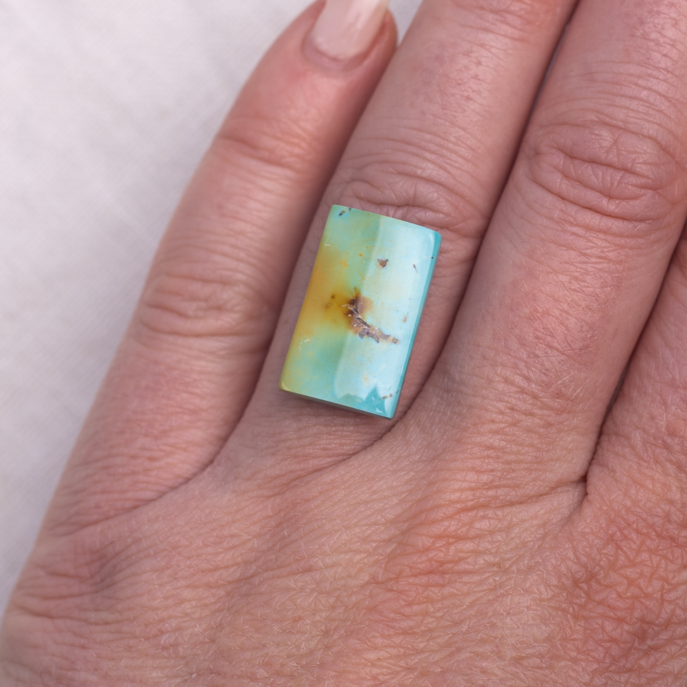 Custom Recenter Ring ◇ Hubei Turquoise + Moissanite ◇ Made in your size