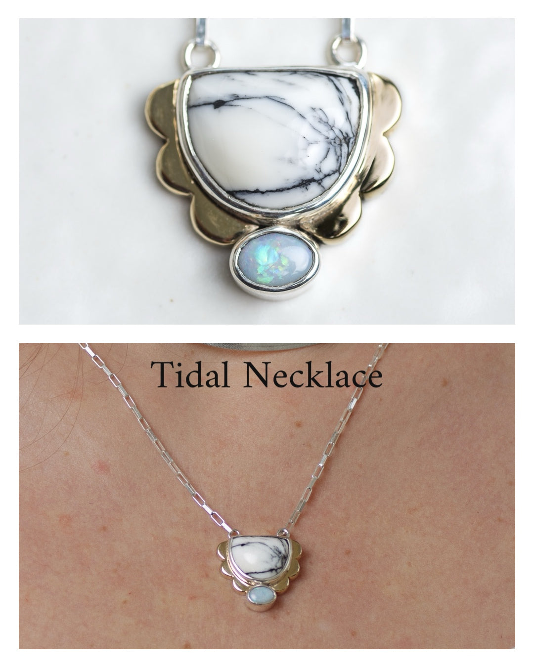 Custom Tidal Ring or Necklace ◇ Hubei Turquoise + Australian Opal